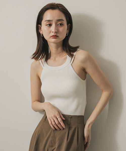 SENSE OF PLACE by URBAN RESEARCH(センスオブプレイスバイアーバンリサーチ)の「ダブルストラップカップツキニットタンク(タンクトップ・レディース・ブラック/グレー/オフホワイト・ONE)」の8枚目の写真