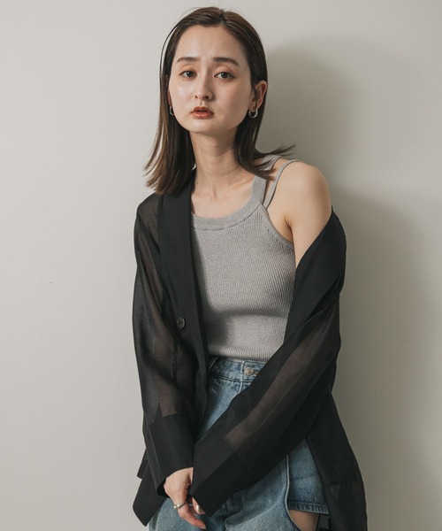 SENSE OF PLACE by URBAN RESEARCH(センスオブプレイスバイアーバンリサーチ)の「ダブルストラップカップツキニットタンク(タンクトップ・レディース・ブラック/グレー/オフホワイト・ONE)」の12枚目の写真