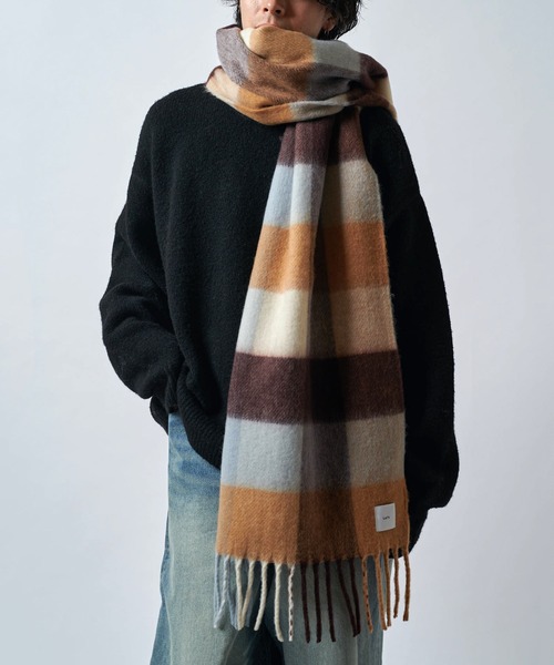 セール】ソフトタッチボリュームロングチェックマフラー（マフラー