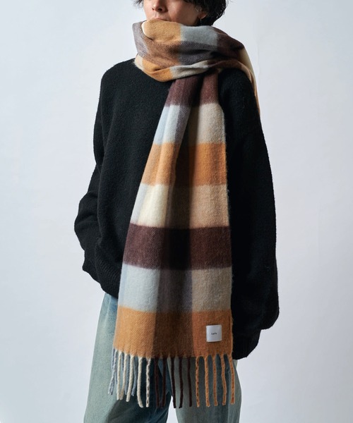 セール】ソフトタッチボリュームロングチェックマフラー（マフラー