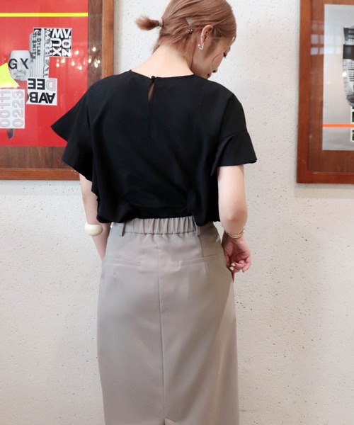 Jines（ジネス）の「4つの機能素材 ラッフルスリーブブラウス（シャツ/ブラウス・レディース・ブラック/ブラウン・38）」の12枚目の写真
