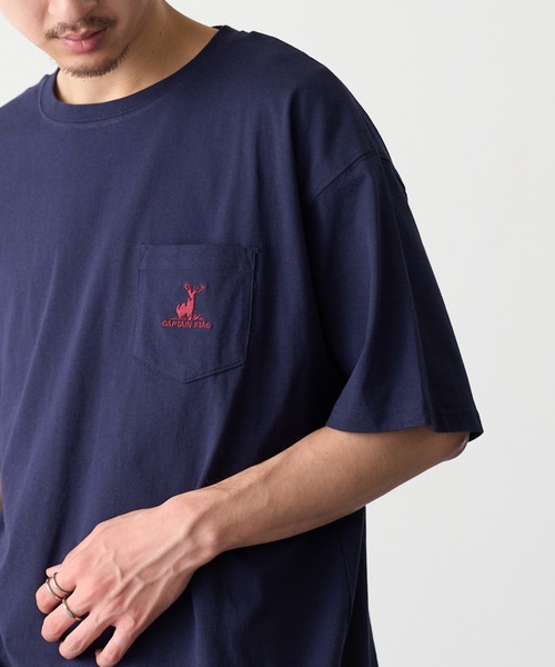 CAPTAIN STAG（キャプテンスタッグ）の「【CAPTAIN STAG】8051420 OE天竺【C100】ポケ付きワンポイントTシャツ（Tシャツ/カットソー・メンズ・ブラック/ネイビー/オフホワイト/グレー/グリーン・M/L/XL）」の5枚目の写真