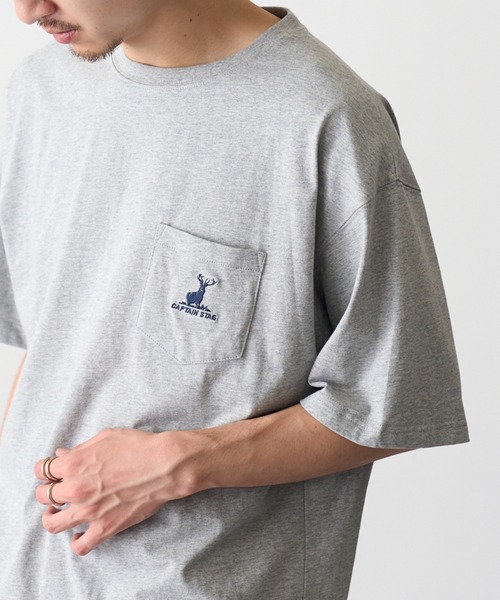 CAPTAIN STAG（キャプテンスタッグ）の「【CAPTAIN STAG】8051420 OE天竺【C100】ポケ付きワンポイントTシャツ（Tシャツ/カットソー・メンズ・ブラック/ネイビー/オフホワイト/グレー/グリーン・M/L/XL）」の3枚目の写真