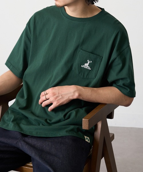 CAPTAIN STAG（キャプテンスタッグ）の「【CAPTAIN STAG】8051420 OE天竺【C100】ポケ付きワンポイントTシャツ（Tシャツ/カットソー・メンズ・ブラック/ネイビー/オフホワイト/グレー/グリーン・M/L/XL）」の4枚目の写真