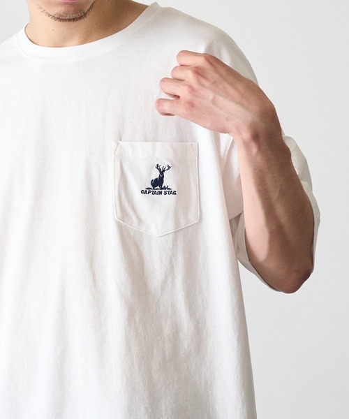 CAPTAIN STAG（キャプテンスタッグ）の「【CAPTAIN STAG】8051420 OE天竺【C100】ポケ付きワンポイントTシャツ（Tシャツ/カットソー・メンズ・ブラック/ネイビー/オフホワイト/グレー/グリーン・M/L/XL）」の6枚目の写真