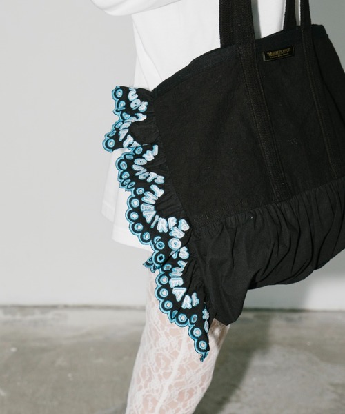 THEATRE PRODUCTS（シアタープロダクツ）の「リネンコットンフリルトートバッグ（トートバッグ・レディース・ブラック/ホワイト・FREE）」の16枚目の写真