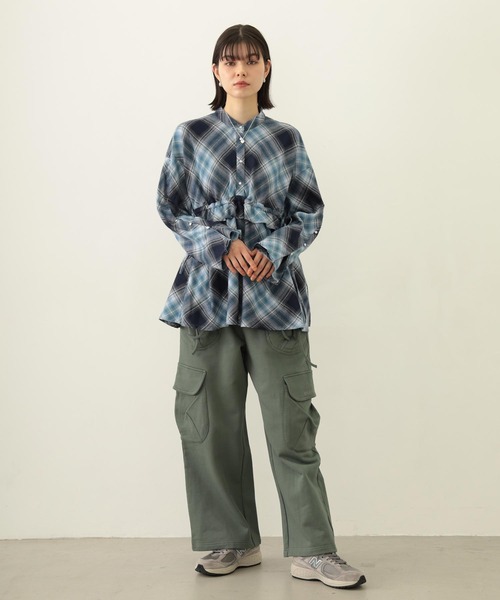 MILKFED.（ミルクフェド）の「RUFFLED TUNIC（シャツ/ブラウス・レディース・ブルー/ブラック/オリーブ・ONE SIZE）」の12枚目の写真