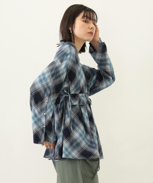 MILKFED.（ミルクフェド）の「RUFFLED TUNIC（シャツ/ブラウス・レディース・ブルー/ブラック/オリーブ・ONE SIZE）」の10枚目の写真