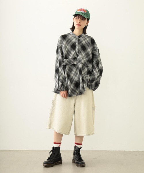 MILKFED.（ミルクフェド）の「RUFFLED TUNIC（シャツ/ブラウス・レディース・ブルー/ブラック/オリーブ・ONE SIZE）」の5枚目の写真