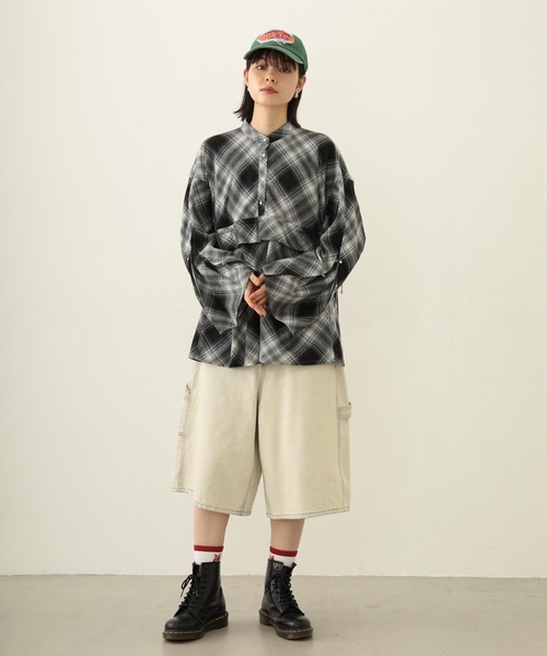 MILKFED.（ミルクフェド）の「RUFFLED TUNIC（シャツ/ブラウス・レディース・ブルー/ブラック/オリーブ・ONE SIZE）」の6枚目の写真