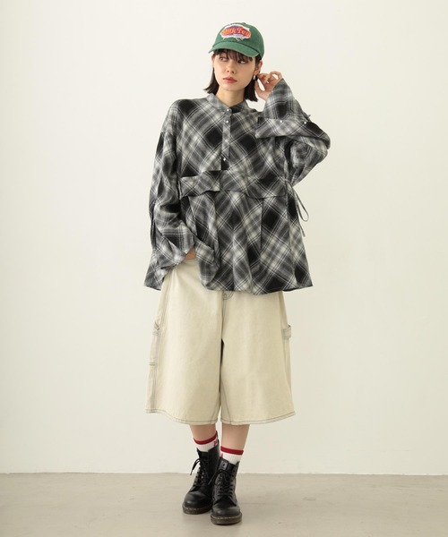 MILKFED.（ミルクフェド）の「RUFFLED TUNIC（シャツ/ブラウス・レディース・ブルー/ブラック/オリーブ・ONE SIZE）」の7枚目の写真