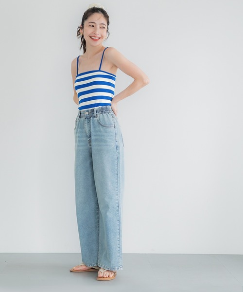 coca（coca）（コカ）の「OUTBRA カップ付きボーダーキャミソール（キャミソール・レディース・ブルー/アイボリー・S/M/L）」の6枚目の写真