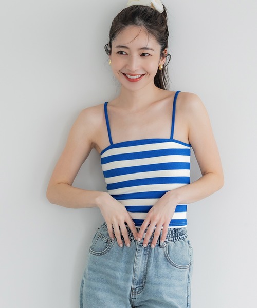 coca（coca）（コカ）の「OUTBRA カップ付きボーダーキャミソール（キャミソール・レディース・ブルー/アイボリー・S/M/L）」の5枚目の写真