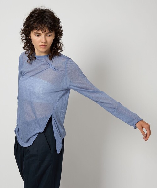 6（ロク）の「＜6(ROKU)＞ポリエステルコットン ハイゲージ タック クルーネック  カットソー（Tシャツ/カットソー・レディース・ブラック/ライトブルー・FREE）」の8枚目の写真