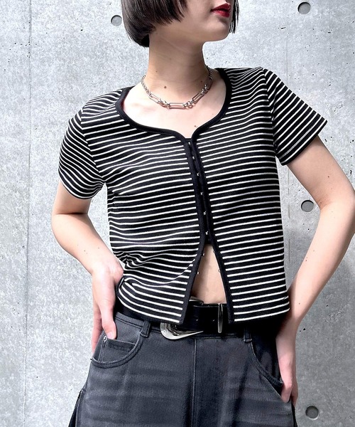 PAGEBOY（ページボーイ）の「リブホックコンパクトＴシャツ（Tシャツ/カットソー・レディース・ホワイト系その他/ブラック系その他/グレー・FREE）」の6枚目の写真