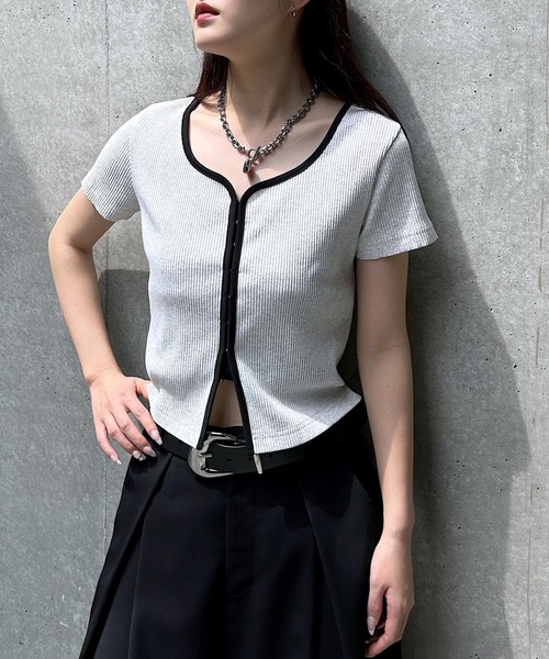 PAGEBOY（ページボーイ）の「リブホックコンパクトＴシャツ（Tシャツ/カットソー・レディース・ホワイト系その他/ブラック系その他/グレー・FREE）」の5枚目の写真