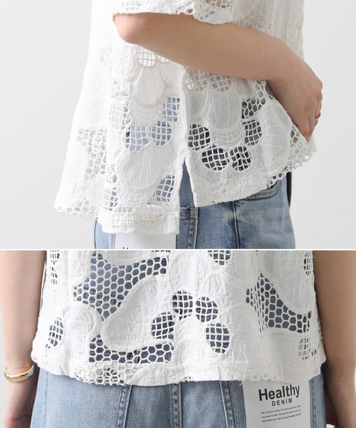 新品未使用　TORRAZZO DONNA レースブラウス　ホワイト 手洗い可能》TORRAZZO DONNA 別注レースブラウス/le.coeur blanc