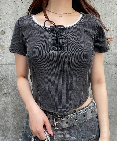 ROGER AND RAW（ロジャーアンドロウ）の「[セットアイテム] レースアップショートTシャツ＆ダブルジップパーカーセット（パーカー・レディース・グレー/ホワイト/ブラック・FREE）」の20枚目の写真