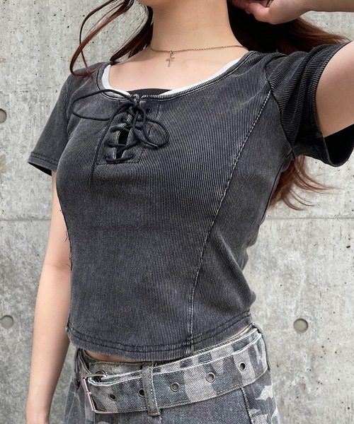 ROGER AND RAW（ロジャーアンドロウ）の「[セットアイテム] レースアップショートTシャツ＆ダブルジップパーカーセット（パーカー・レディース・グレー/ホワイト/ブラック・FREE）」の21枚目の写真