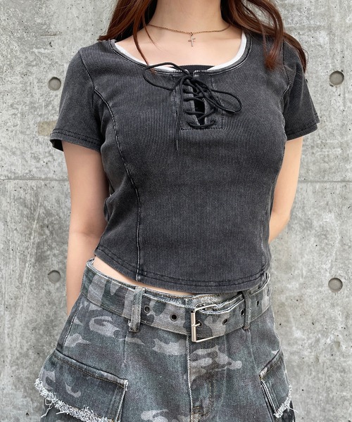 ROGER AND RAW（ロジャーアンドロウ）の「[セットアイテム] レースアップショートTシャツ＆ダブルジップパーカーセット（パーカー・レディース・グレー/ホワイト/ブラック・FREE）」の22枚目の写真