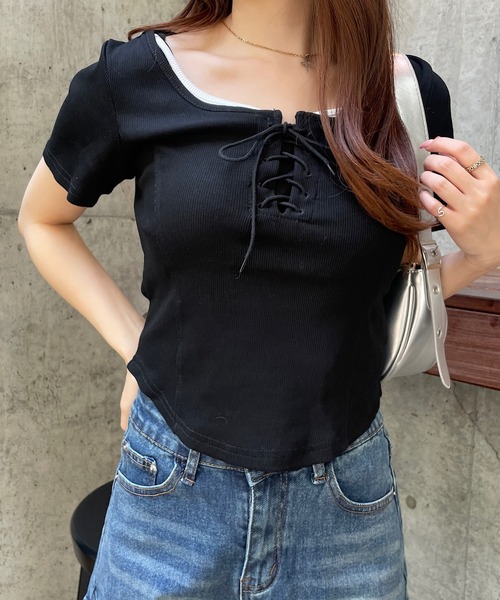 アンサンブル レースアップショートTシャツ＆パーカーセット レースアップショートTシャツ＆パーカーセット（アンサンブル
