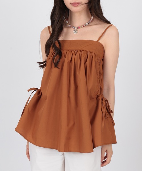 SUWDEE(スーディー)の「drawstring ribbon camisole blouse(キャミソール・レディース・ブラック・FREE)」の4枚目の写真