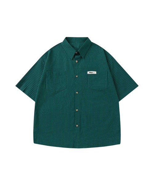 HOOK(フック)の「ユニークラインストライプ半袖シャツ (SS)(シャツ/ブラウス・メンズ・ダークグリーン/ブラック・LARGE/MEDIUM)」の12枚目の写真