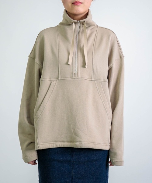 D.M.G.（ドミンゴ）の「[D.M.G / ディーエムジー] ベーシックコットン裏毛 ハーフジッププルオーバー（スウェット・レディース・ベージュ/レッド/ブルー/ブラック・FREE）」の3枚目の写真