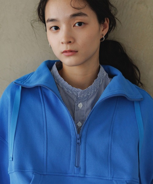 D.M.G.（ドミンゴ）の「[D.M.G / ディーエムジー] ベーシックコットン裏毛 ハーフジッププルオーバー（スウェット・レディース・ベージュ/レッド/ブルー/ブラック・FREE）」の10枚目の写真