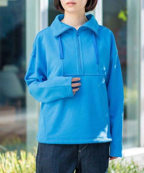 D.M.G.（ドミンゴ）の「[D.M.G / ディーエムジー] ベーシックコットン裏毛 ハーフジッププルオーバー（スウェット・レディース・ベージュ/レッド/ブルー/ブラック・FREE）」の11枚目の写真