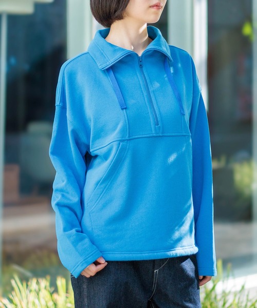 D.M.G.（ドミンゴ）の「[D.M.G / ディーエムジー] ベーシックコットン裏毛 ハーフジッププルオーバー（スウェット・レディース・ベージュ/レッド/ブルー/ブラック・FREE）」の12枚目の写真