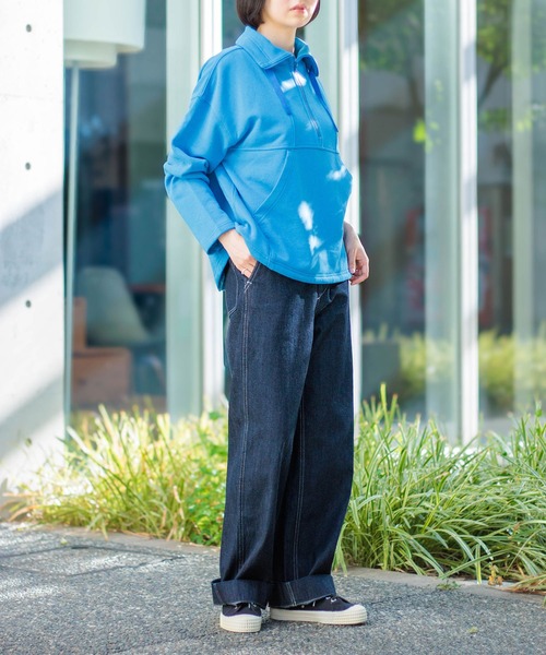 D.M.G.（ドミンゴ）の「[D.M.G / ディーエムジー] ベーシックコットン裏毛 ハーフジッププルオーバー（スウェット・レディース・ベージュ/レッド/ブルー/ブラック・FREE）」の13枚目の写真