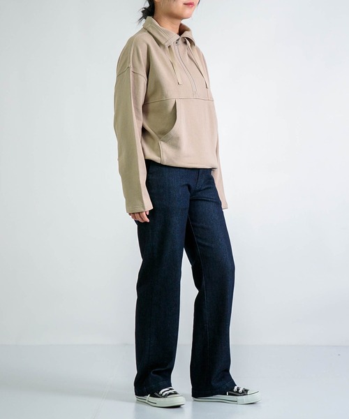 D.M.G.（ドミンゴ）の「[D.M.G / ディーエムジー] ベーシックコットン裏毛 ハーフジッププルオーバー（スウェット・レディース・ベージュ/レッド/ブルー/ブラック・FREE）」の22枚目の写真