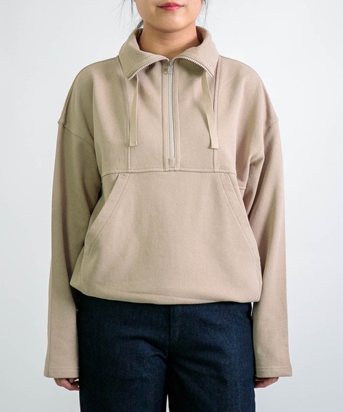 D.M.G.（ドミンゴ）の「[D.M.G / ディーエムジー] ベーシックコットン裏毛 ハーフジッププルオーバー（スウェット・レディース・ベージュ/レッド/ブルー/ブラック・FREE）」の19枚目の写真