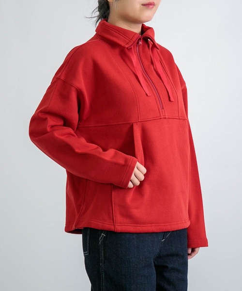 D.M.G.（ドミンゴ）の「[D.M.G / ディーエムジー] ベーシックコットン裏毛 ハーフジッププルオーバー（スウェット・レディース・ベージュ/レッド/ブルー/ブラック・FREE）」の5枚目の写真