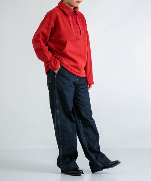 D.M.G.（ドミンゴ）の「[D.M.G / ディーエムジー] ベーシックコットン裏毛 ハーフジッププルオーバー（スウェット・レディース・ベージュ/レッド/ブルー/ブラック・FREE）」の6枚目の写真