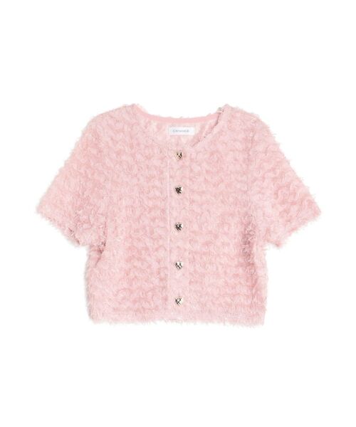 CALNAMUR（カルナムール）の「フラッフィーハートトップス（カーディガン/ボレロ・レディース・ブラック/ホワイト/ピンク・FREE）」の3枚目の写真