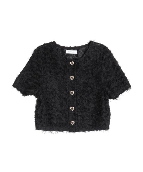 CALNAMUR（カルナムール）の「フラッフィーハートトップス（カーディガン/ボレロ・レディース・ブラック/ホワイト/ピンク・FREE）」の2枚目の写真