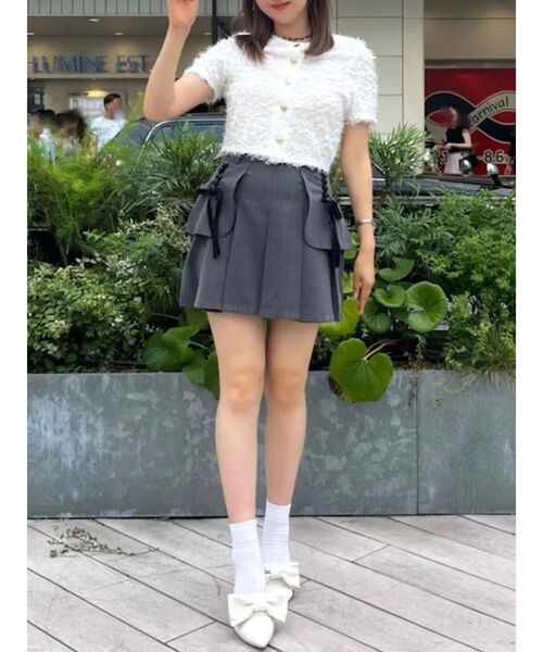 CALNAMUR（カルナムール）の「フラッフィーハートトップス（カーディガン/ボレロ・レディース・ブラック/ホワイト/ピンク・FREE）」の6枚目の写真