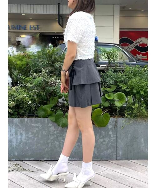 CALNAMUR（カルナムール）の「フラッフィーハートトップス（カーディガン/ボレロ・レディース・ブラック/ホワイト/ピンク・FREE）」の7枚目の写真