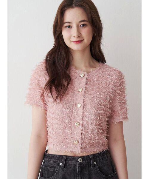 CALNAMUR（カルナムール）の「フラッフィーハートトップス（カーディガン/ボレロ・レディース・ブラック/ホワイト/ピンク・FREE）」の11枚目の写真