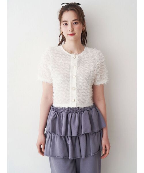 CALNAMUR（カルナムール）の「フラッフィーハートトップス（カーディガン/ボレロ・レディース・ブラック/ホワイト/ピンク・FREE）」の15枚目の写真