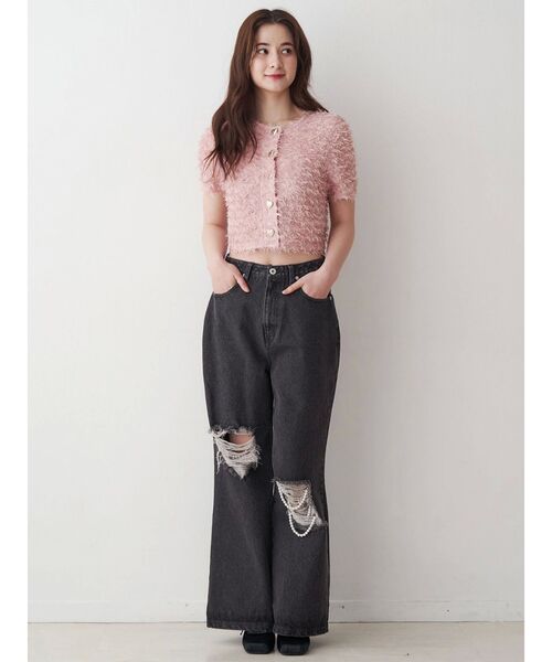 CALNAMUR（カルナムール）の「フラッフィーハートトップス（カーディガン/ボレロ・レディース・ブラック/ホワイト/ピンク・FREE）」の17枚目の写真