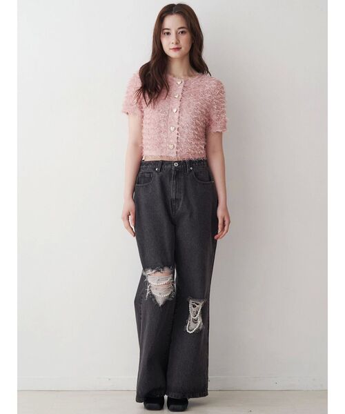 CALNAMUR（カルナムール）の「フラッフィーハートトップス（カーディガン/ボレロ・レディース・ブラック/ホワイト/ピンク・FREE）」の18枚目の写真