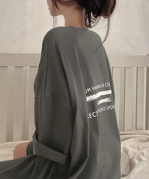 Miniministore（ミニミニストア）の「ビッグシルエットロゴtシャツ レディース（Tシャツ/カットソー・レディース・ブラック/ブルー/ホワイト/ダークグレー・FREE）」の3枚目の写真