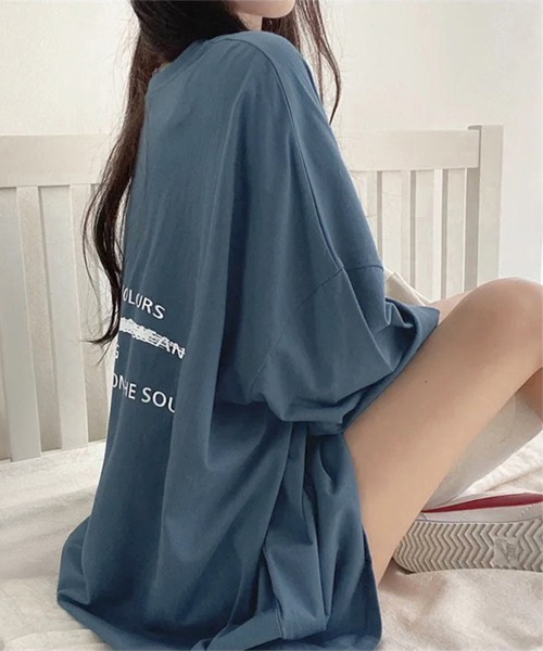 Miniministore（ミニミニストア）の「ビッグシルエットロゴtシャツ レディース（Tシャツ/カットソー・レディース・ブラック/ブルー/ホワイト/ダークグレー・FREE）」の5枚目の写真
