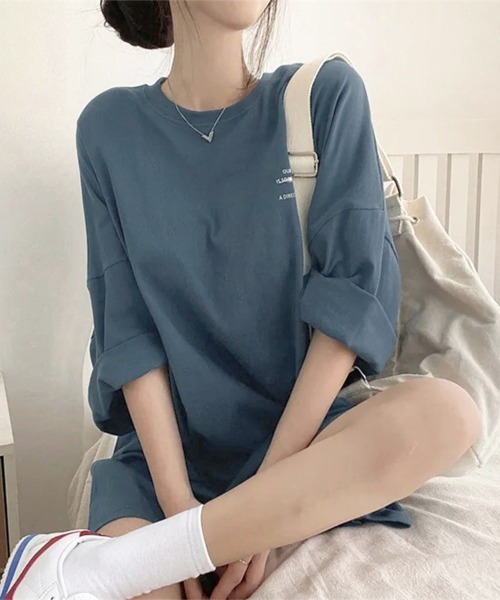 Miniministore（ミニミニストア）の「ビッグシルエットロゴtシャツ レディース（Tシャツ/カットソー・レディース・ブラック/ブルー/ホワイト/ダークグレー・FREE）」の6枚目の写真