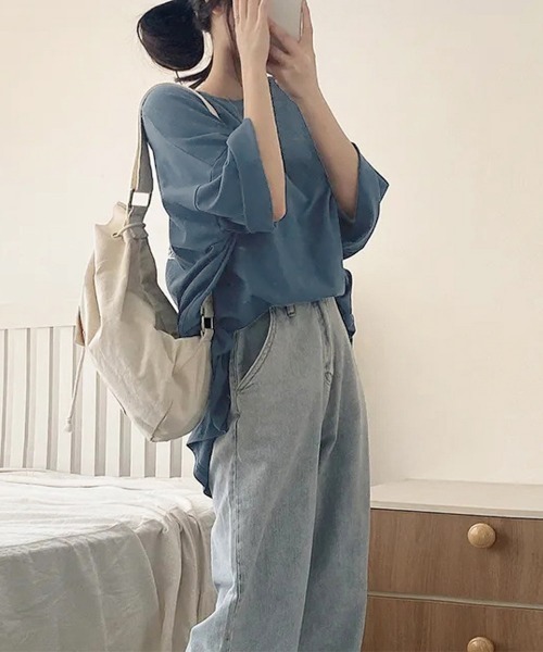 Miniministore（ミニミニストア）の「ビッグシルエットロゴtシャツ レディース（Tシャツ/カットソー・レディース・ブラック/ブルー/ホワイト/ダークグレー・FREE）」の7枚目の写真