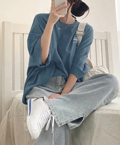 Miniministore（ミニミニストア）の「ビッグシルエットロゴtシャツ レディース（Tシャツ/カットソー・レディース・ブラック/ブルー/ホワイト/ダークグレー・FREE）」の8枚目の写真