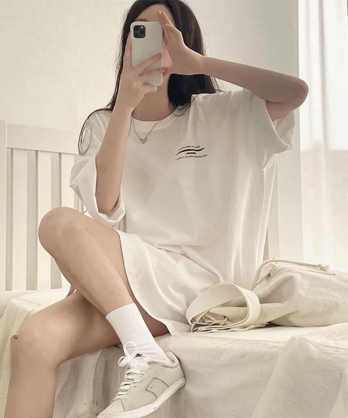 Miniministore（ミニミニストア）の「ビッグシルエットロゴtシャツ レディース（Tシャツ/カットソー・レディース・ブラック/ブルー/ホワイト/ダークグレー・FREE）」の13枚目の写真